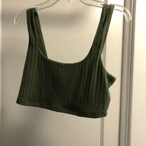 Army green cropped tank